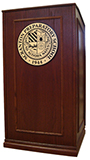 pro-series standard 25 inch lectern in cherry on oak finish with bronze plaque